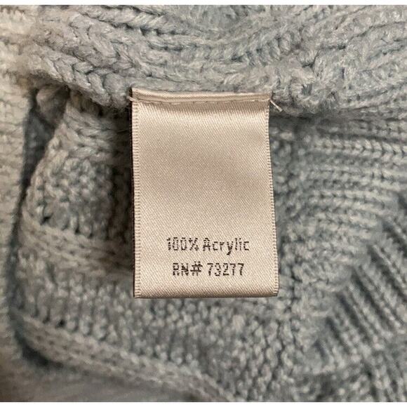 Lauren Conrad Women’s Cold Shoulder Cable Knit Sweater Dusty Blue Size US M - Picture 7 of 7